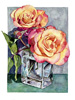 Two Roses in Glass water color by Sally Robertson